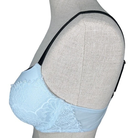 Victoria's Secret Dream Angels Push Up Bra sz 36C * Baby Blue Eyelash Lace Trim - Picture 3 of 5